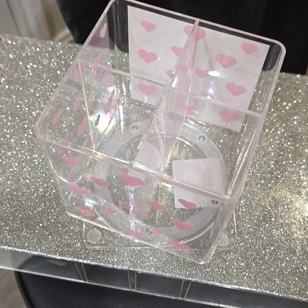 Paris Hilton Clear Pink Heart 360° Rotating Acrylic Organizer